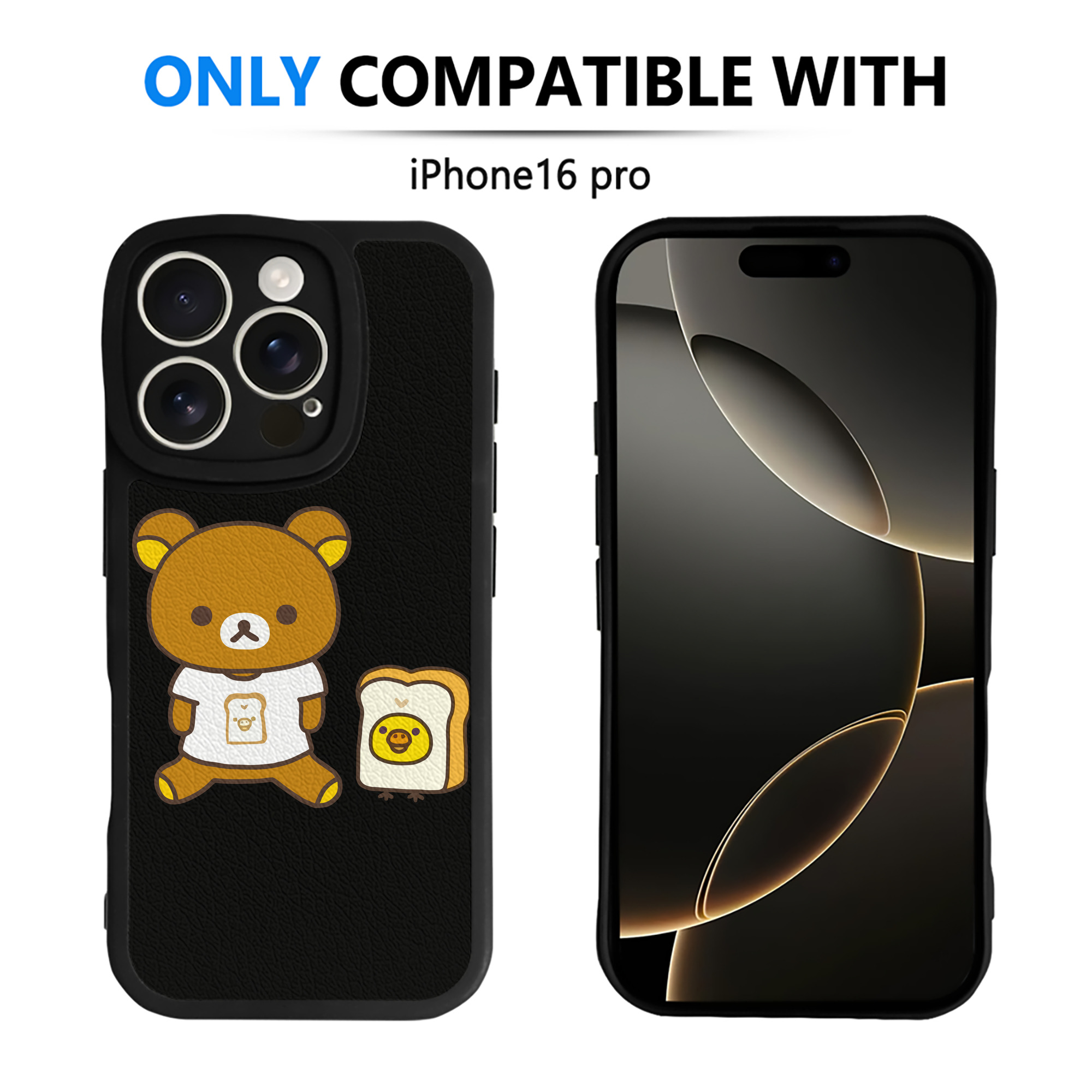 （画像用） リラックマ リラックマ キイロイトリ Rilakkuma Korilakkuma Kiiroitori 【iPhone 16シリーズ対応】シリコンスマホケース（レザー調） 材質：シリコン